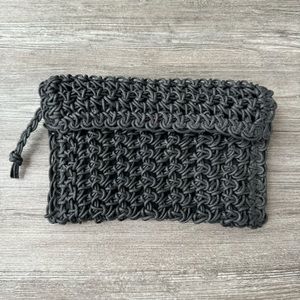 Susan Riedweg Skeezix Woven Wearable Art Clutch Wallet Bag Black